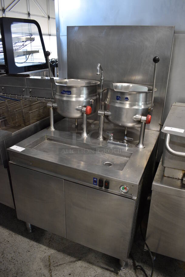 Cleveland 36GMK66200 Stainless Steel Commercial Natural Gas Powered Tilting Kettle Station w/ 2 Cleveland KDT6T 6 Gallon Tilting Skillets. 36x38x64 - Image 2 of 11
