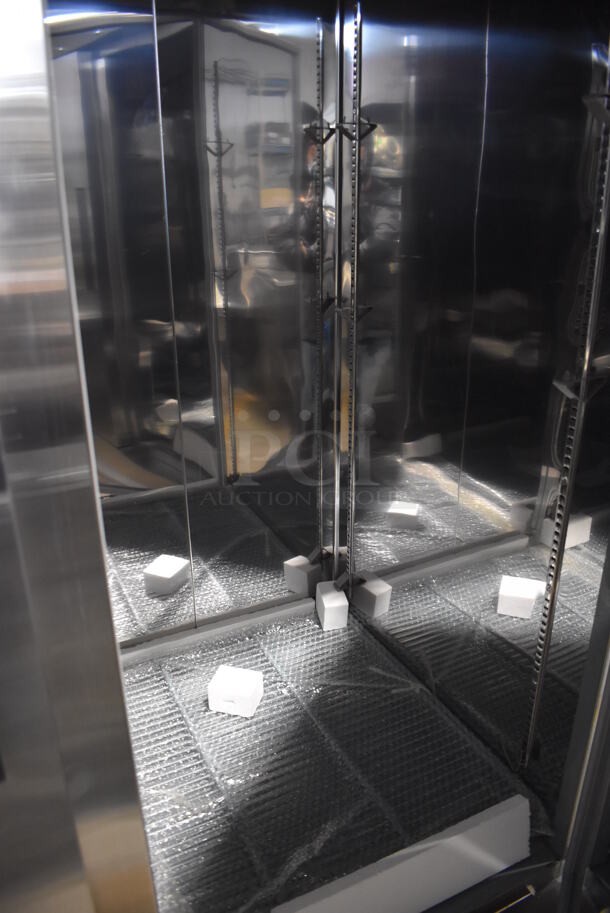 BRAND NEW SCRATCH AND DENT! KoolMore RIR-2D-SS Stainless Steel Commercial 2 Door Reach In Cooler w/ Poly Coated Racks. 115 Volts, 1 Phase.  54x32.5x77.5. Tested and Working! - Image 5 of 6