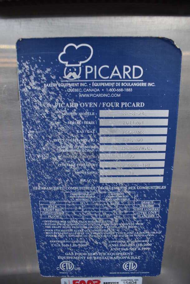 Picard MT-8-24 Stainless Steel Commercial Propane Gas Powered Single Deck Revolving Tray Bakery Oven. 180,000 BTU. 74.5x84.5x90 - Image 6 of 12