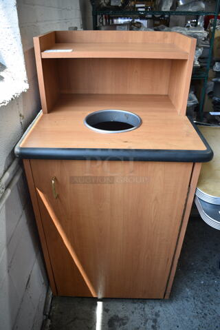 Wood Pattern Trash Can Shell w/ Trash Deposit Hole, Tray Return, Trash Can and Door. 