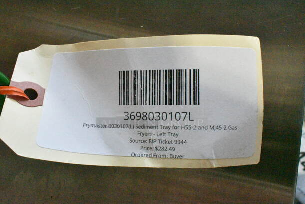 4 BRAND NEW SCRATCH AND DENT! Items Including 3698030360L Frymaster 8030360(L) Sediment Tray for RE-14, 17, 22, 2, and TC Electric Fryers - Left Tray, 3698030358 Frymaster 8030358 Sediment Tray for RE-14, 17, 22, 2, and TC Electric Fryers - Full Tray, 3698030108R Frymaster 8030108(R) Sediment Tray for H55-2 and MJ45-2 Gas Fryers - Right Tray, 3698030107L Frymaster 8030107(L) Sediment Tray for H55-2 and MJ45-2 Gas Fryers - Left Tray. 4 Times Your Bid!  - Image 9 of 9