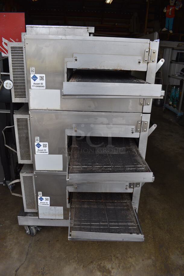 3 Lincoln Impinger Stainless Steel Commercial Electric Powered Conveyor Pizza Oven on Commercial Casters. 120/208 Volts, 3 Phase. 69x39x62. 3 Times Your Bid! - Image 9 of 12