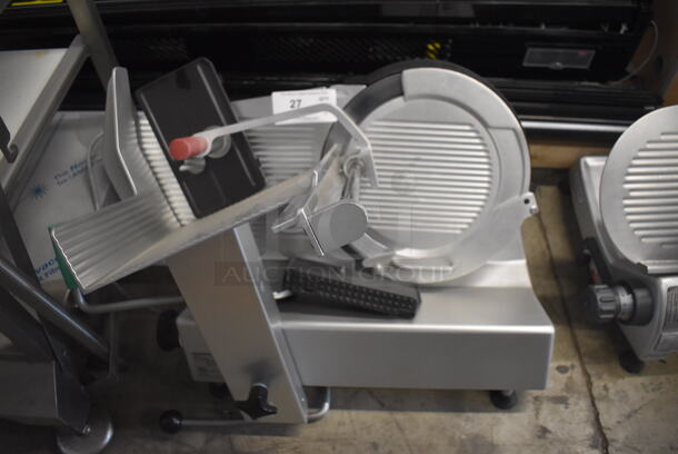 2016 Bizerba GSP H Stainless Steel Commercial Countertop Meat Slicer. 120 Volts, 1 Phase. 28x23x23. Tested and Does Not Power On