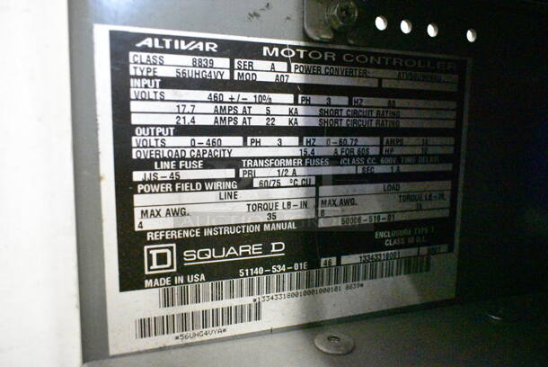 Square D Altivar A07 ATV56U90N4 AC Drive. 460 Volts, 3 Phase.  - Image 10 of 10