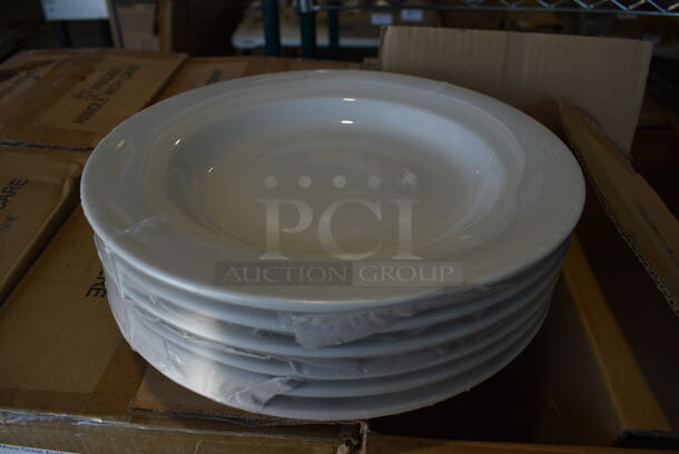 48 BRAND NEW IN BOX! Tuxton ALD-112 White Ceramic Pasta Plates. 11.25x11.25x1.5. 48 Times Your Bid!