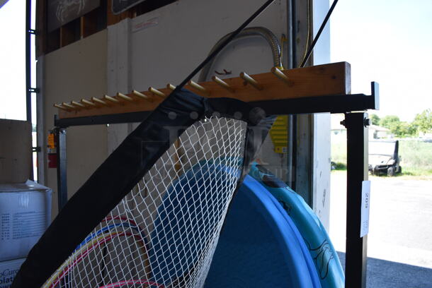 ALL ONE MONEY! Lot of Metal Rack, Goal Net, Wall Mount Metal Pull Up Bar, 3 Pools and 5 Hula Hoops - Image 7 of 7