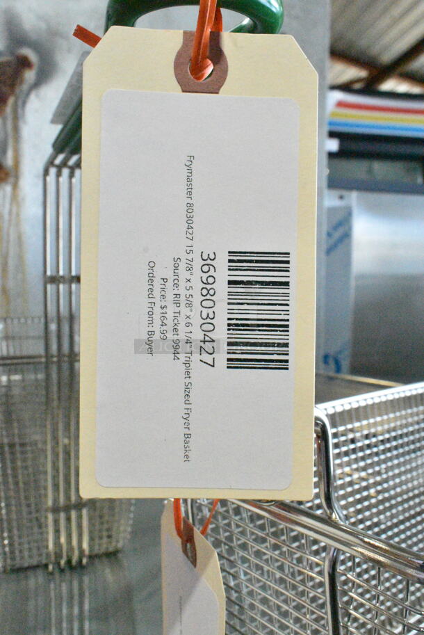 3 BRAND NEW SCRATCH AND DENT! Items Including 3698030357 Frymaster 8030357 13 1/4" x 4 1/2" x 6" Triplet Size Fryer Basket, 3698030023Frymaster 8030023 17 1/8" x 5 3/4" x 6 1/8" Triple Size Fryer Basket, 3698030427 Frymaster 8030427 15 7/8" x 5 5/8" x 6 1/4" Triplet Sized Fryer Basket. 3 Times Your Bid!  - Image 6 of 7