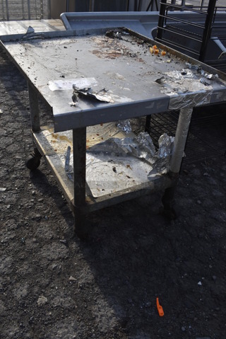 Stainless Steel Commercial Equipment Stand w/ Metal Under Shelf on Commercial Casters. 24.5x30x26