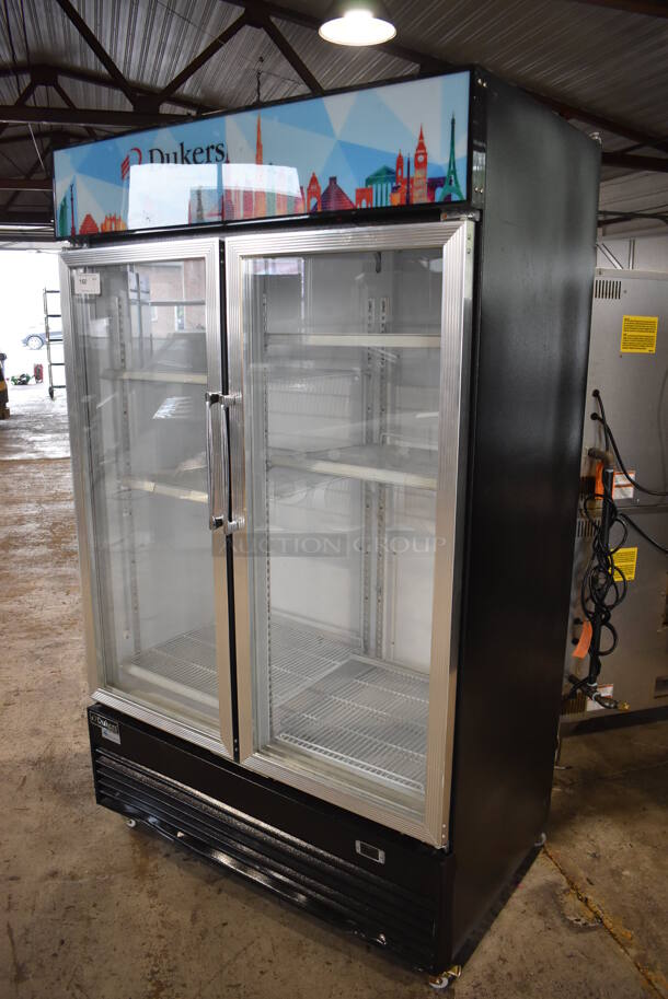 Dukers DSM-41R Metal Commercial 2 Door Reach In Cooler Merchandiser w/ Poly Coated Racks on Commercial Casters. 115 Volts, 1 Phase. Tested and Working! - Image 3 of 10