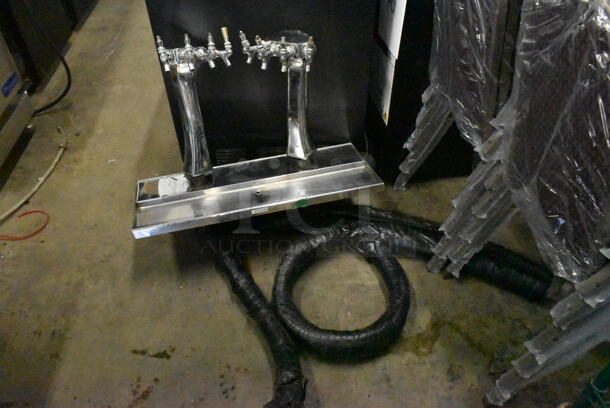 Two Metal Commercial 4 Tap Beer Towers on Drip Tray. No Grate. - Image 2 of 5
