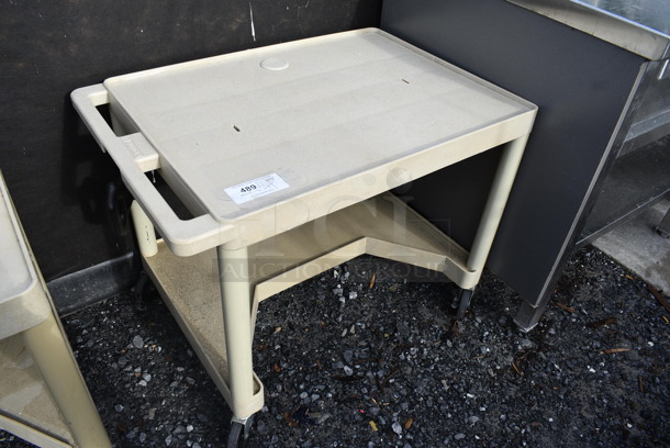 Tan Poly 2 Tier Cart on Commercial Casters. 35x24x28 - Image 2 of 3