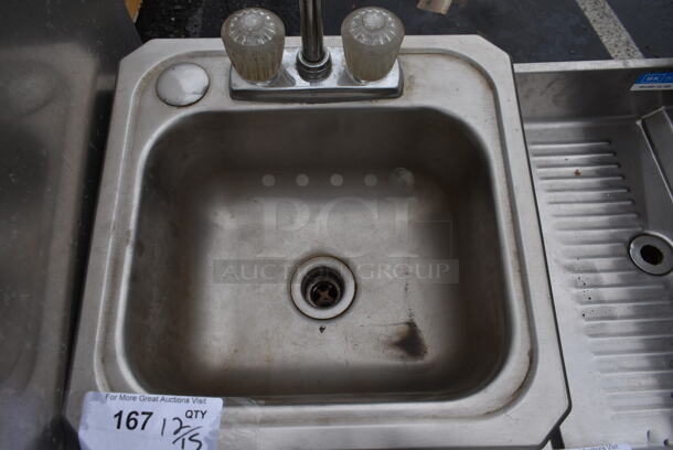 Stainless Steel Commercial Drop In Single Bay Sink w/ Faucet and Handles.  - Image 2 of 3