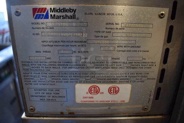 2 Middleby Marshall PS570G S Stainless Steel Commercial Natural Gas Powered Conveyor Pizza Oven on Commercial Casters. Unit has NEW Switches and Belts! 170,000 BTU. 109x56x62. 2 Times Your Bid! Tested and Working! - Image 7 of 10