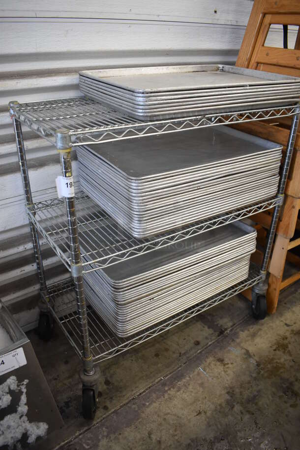 Chrome Finish 3 Tier Shelving Unit on Commercial Casters. 36x18x39