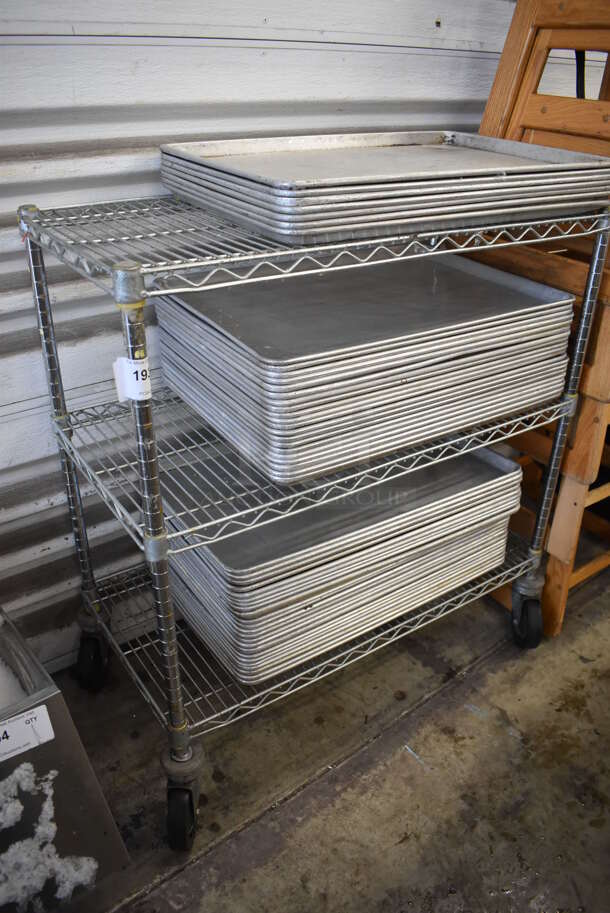 Chrome Finish 3 Tier Shelving Unit on Commercial Casters. 36x18x39 - Image 1 of 2
