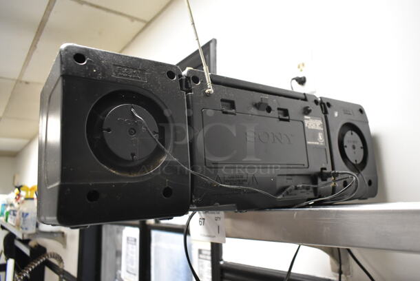 Stainless Steel Wall Mount Shelf w/ Sony CFS-W430 Radio Cassette Corder. BUYER MUST REMOVE. (kitchen) - Image 6 of 7