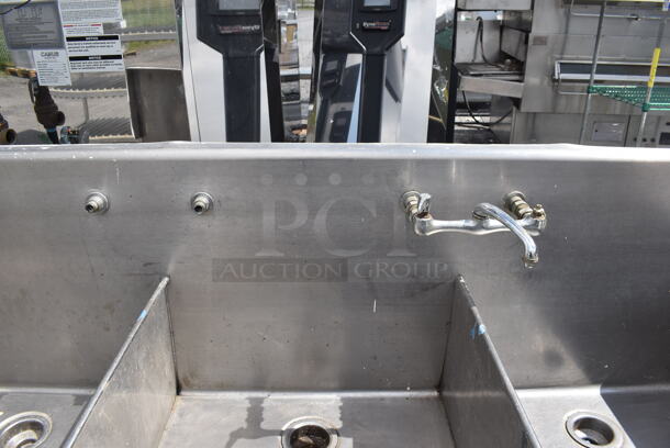 Stainless Steel Commercial 3 Bay Sink w/ Faucet and Handles. Bays 23x23x12 - Image 7 of 8