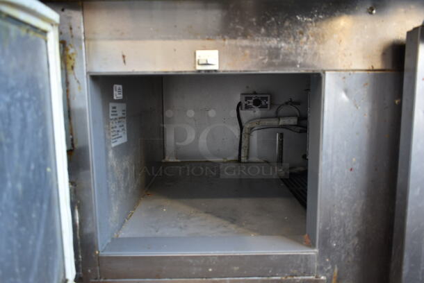 2013 Leader LB60 S/C Stainless Steel Commercial 3 Door Work Top Cooler w/ 2 Tier Over Shelf on Commercial Casters. 115 Volts, 1 Phase. Tested and Working! - Image 4 of 7