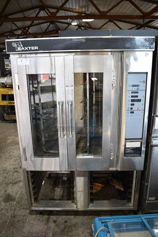 Baxter Stainless Steel Commercial Gas Powered Mini Rotating Rack Oven w/ Lower Double Pan Rack on Commercial Casters. - Image 1 of 9