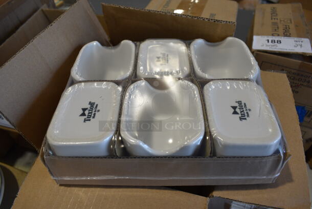 48 BRAND NEW IN BOX! Tuxton BWQ-034 White Ceramic Sugar Caddies. 3.5x3x2.5. 48 Times Your Bid!