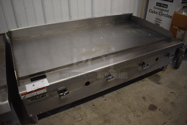 BRAND NEW SCRATCH AND DENT! Vulcan VCRG48-M1 Stainless Steel Commercial Countertop Natural Gas Powered Flat Top Griddle with Manual Controls. 100,000 BTU. 48x28x17. Tested and Working!
