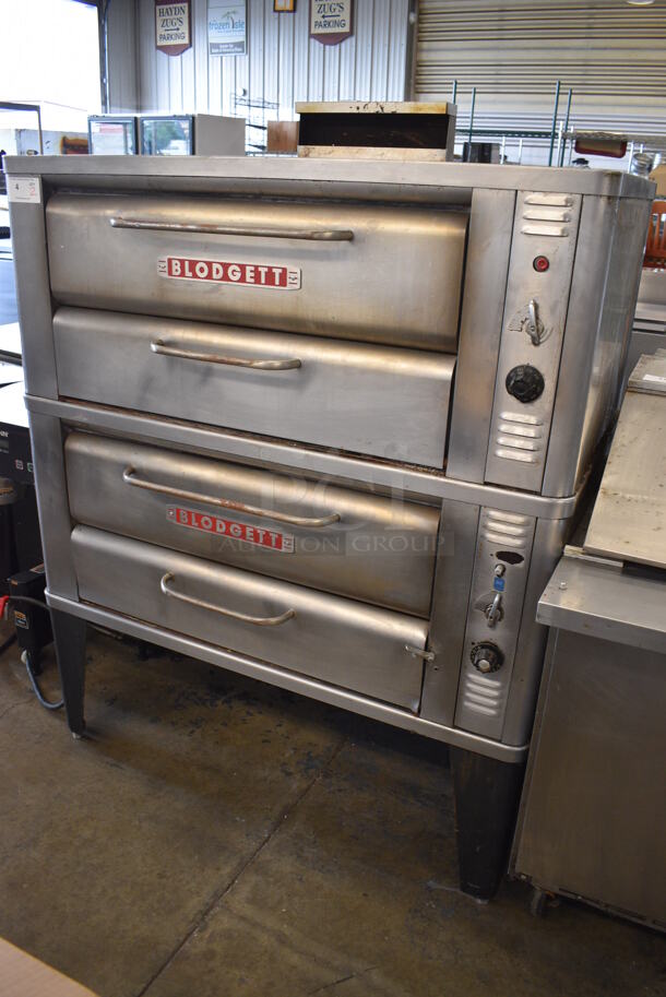 2 Blodgett Model 911-P-S Stainless Steel Commercial Single Deck Natural Gas Powered Pizza Ovens on Metal Legs. 51x29x67. 2 Times Your Bid!