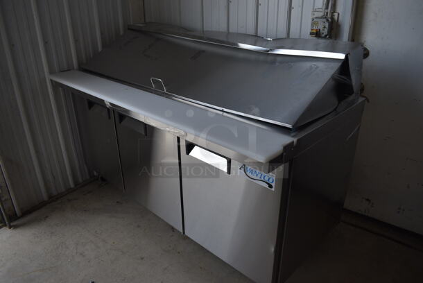 BRAND NEW SCRATCH AND DENT! Avantco Model 178APT71MHC Stainless Steel Commercial Sandwich Salad Prep Table Bain Marie Mega Top on Commercial Casters. 115 Volts, 1 Phase. 70x35x46.5. Tested and Working! - Image 3 of 11