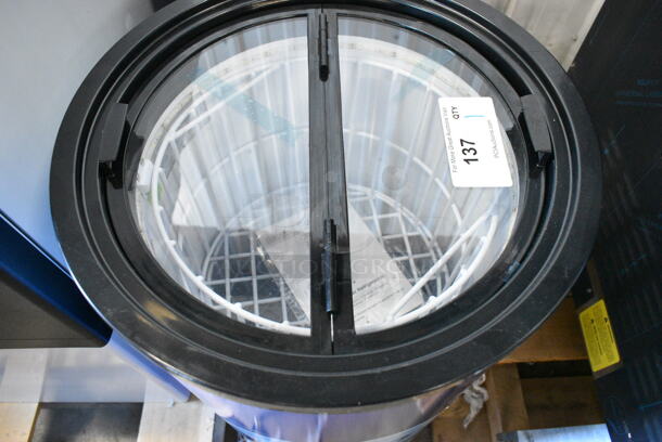 BRAND NEW SCRATCH AND DENT! Galaxy 177BMR2CD Cold Drink Barrel Merchandiser Refrigerator - 2.25 cu. ft. 110-120 Volts, 1 Phase. Tested and Working! - Image 3 of 7