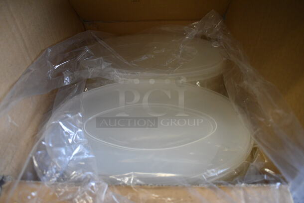 ALL ONE MONEY! Lot of 48 BRAND NEW IN BOX Yoshi EMI-112L Oval Bowl Plastic Lids. 12x7.5x0.5