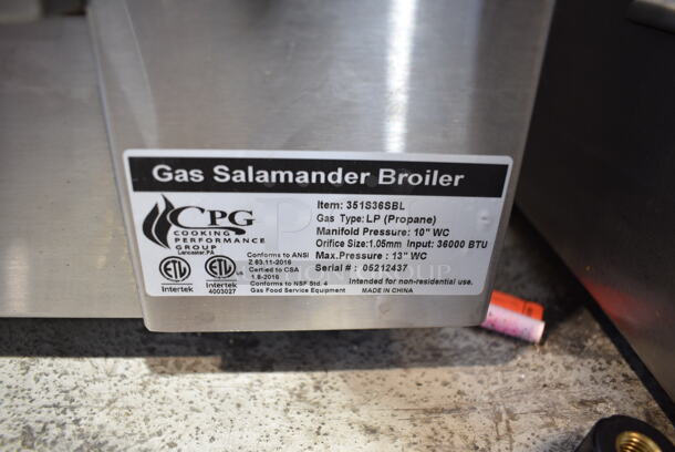 BRAND NEW IN CRATE! Cooking Performance Group CPG 351S36SBL Stainless Steel 34" Liquid Propane Infrared Salamander Broiler. 36,000 BTU - Image 6 of 6