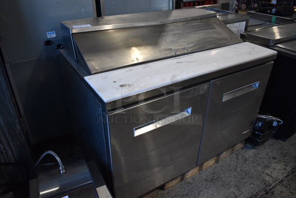 Fagor Model FST-48-12 Stainless Steel Commercial Sandwich Salad Prep Table Bain Marie Mega Top on Commercial Casters. 115 Volts, 1 Phase. 48x30x43. Tested and Working! - Image 4 of 8