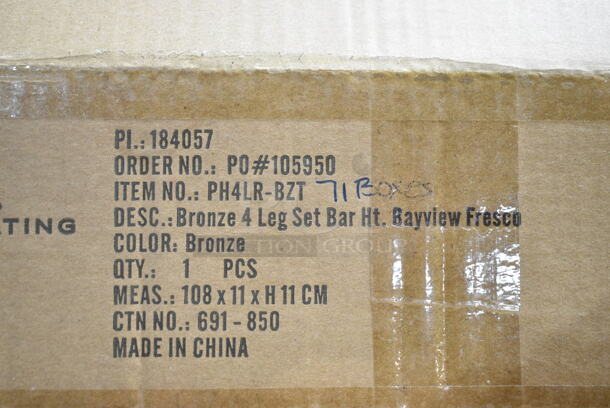 PALLET LOT of 155 BRAND NEW IN BOX! BFM Seating Bayview Fresco Bronze Outdoor Patio 4 Leg Set Bar Height; 84 PH4LR-BZ and 71 PH4LR-BZT. 155 Times Your Bid! - Image 6 of 6