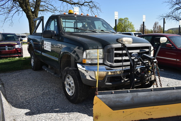2003 Ford F250 Super Duty 4x4 2 Door Pick Up Truck w/ Meyer Metal Snow Plow. Odometer Reads 96,376. VIN 1FTNF21LX3EA67690. Title In Hand. Vehicle Runs and Drives. See Lot #6 For Additional Pictures. - Image 4 of 12