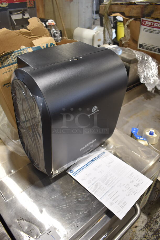 BRAND NEW IN BOX! Georgia Pacific Black Poly Wall Mount Paper Towel Dispenser. - Image 2 of 7