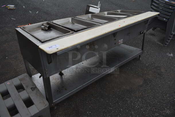 Stainless Steel Commercial Steam Table w/ Cutting Board and Under Shelf. 72x30x37