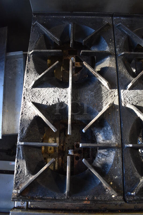 US Range C836-6 Stainless Steel Commercial Natural Gas Powered 6 Burner Range w/ Oven. Missing Burners. 36x39x41 - Image 4 of 9