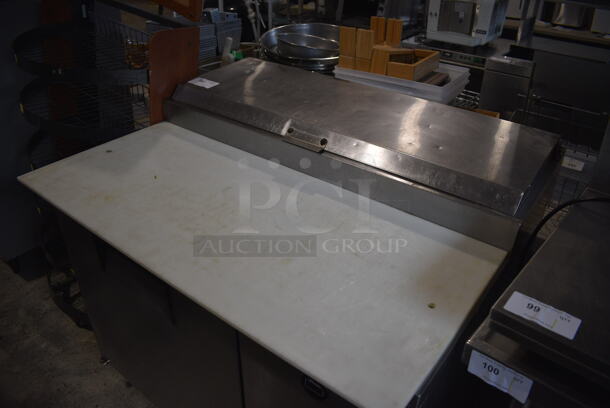 True TPP-44 Stainless Steel Commercial Pizza Prep Table w/ Over Sized Cutting Board on Commercial Casters. 115 Volts, 1 Phase. Tested and Working! - Image 2 of 6