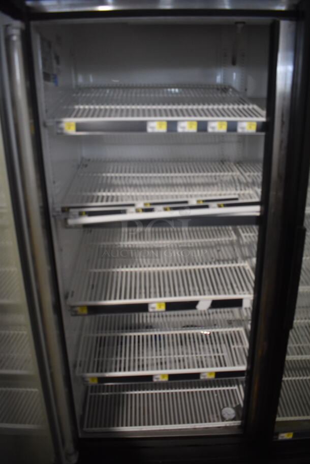 2011 True GDM-49 Two Section Reach-In Floor Standing Glass Door Merchandiser Cooler In Black With Polycoated Racks. 115V, 1 Phase. Tested And Working - Image 4 of 6