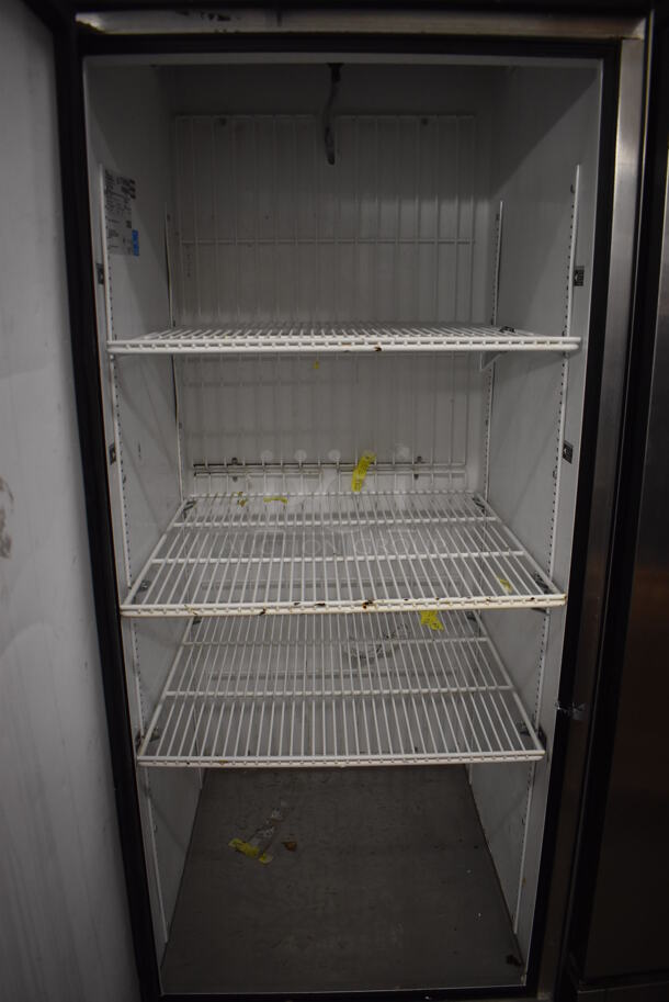 2013 True T-23F ENERGY STAR Stainless Steel Commercial Single Door Reach In Freezer w/ Poly Coated Racks on Commercial Casters. 115 Volts, 1 Phase. 27x30x83.5. Tested and Working! - Image 4 of 5