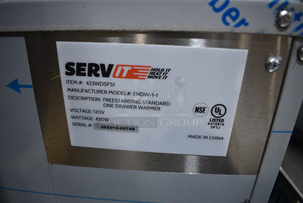 BRAND NEW SCRATCH AND DENT! 2023 ServIt 423WDSFS1 Stainless Steel Commercial Single Drawer Warming Drawer. 120 Volts, 1 Phase. Tested and Working! - Image 6 of 6