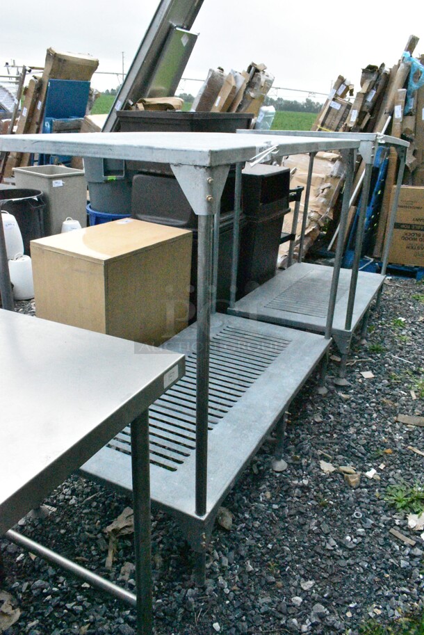 Metal 2 Tier Shelving Unit. BUYER MUST DISMANTLE. PCI CANNOT DISMANTLE FOR SHIPPING. PLEASE CONSIDER FREIGHT CHARGES. - Image 2 of 4