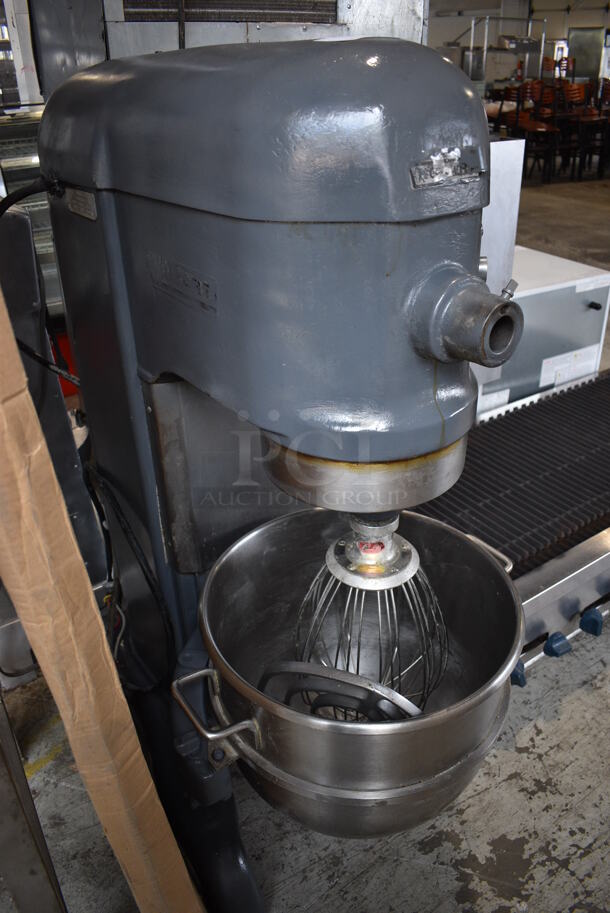 Hobart Model H 600 Metal Commercial Floor Style 60 Quart Planetary Dough Mixer w/ Stainless Steel Mixing Bowl, Whisk and Paddle Attachments. 208 Volts, 3 Phase. 28x40x56 - Image 4 of 9