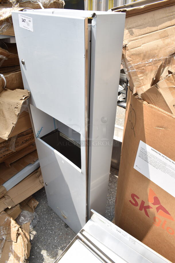 BRAND NEW SCRATCH AND DENT! Stainless Steel Commercial Wall Mount Trash Can. - Image 3 of 6