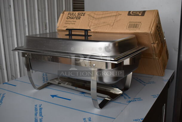 10 BRAND NEW IN BOX! Choice Aluminum 8 Quart Full Size Chafing Dish w Drop In and Lid. 23x14.5x12. 10 Times Your Bid! - Image 3 of 6