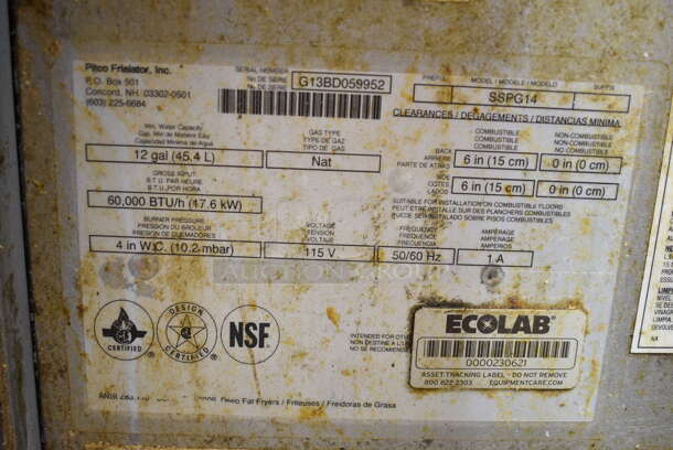 Pitco Frialator SSPG14 Solstice Supreme Stainless Steel Commercial Floor Style Natural Gas Powered Pasta Cooker on Commercial Casters. 60,000 BTU. - Image 5 of 5