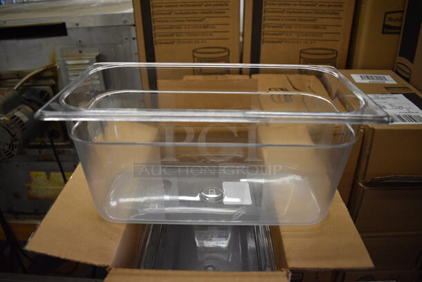 ALL ONE MONEY! Lot of 18 BRAND NEW IN BOX! Rubbermaid Clear Poly 1/3 Size Drop In Bins. 1/3x6