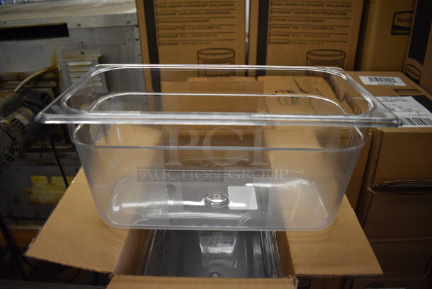ALL ONE MONEY! Lot of 18 BRAND NEW IN BOX! Rubbermaid Clear Poly 1/3 Size Drop In Bins. 1/3x6 - Image 1 of 3
