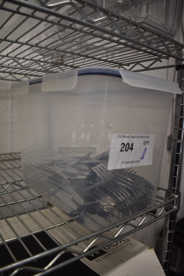 ALL ONE MONEY! Lot of Various Silverware in Clear Bin - Image 3 of 4