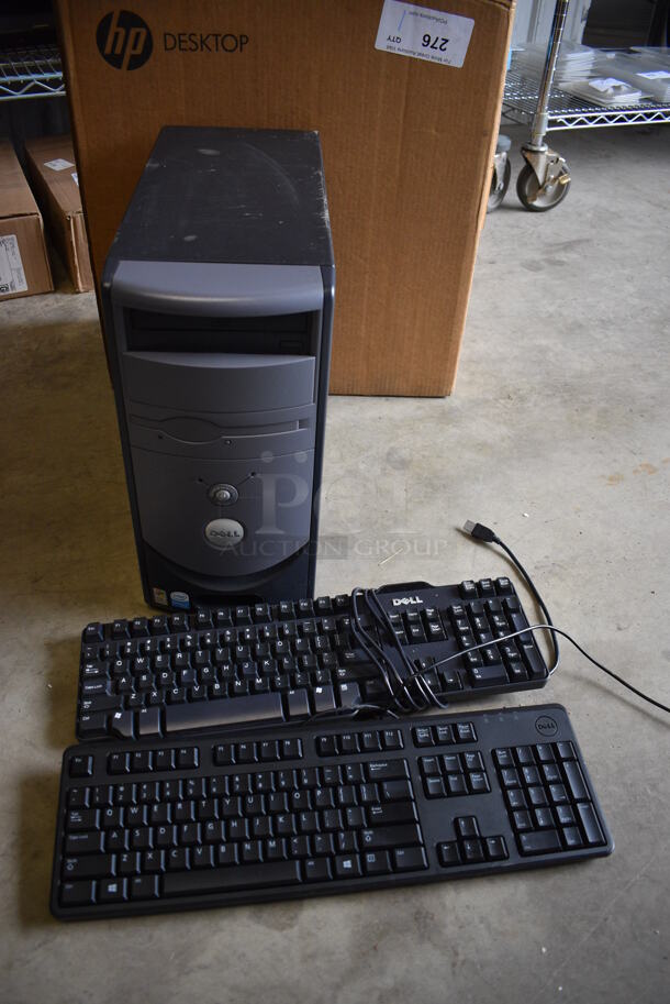 ALL ONE MONEY! Lot of Dell Computer Tower and 2 Keyboards! Includes 7x16.5x14.5