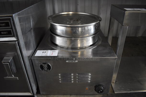 Eagle Stainless Steel Commercial Countertop Food Warmer w/ 2 Drop Ins and Lid. 14.5x16.5x15.5. Tested and Working!
